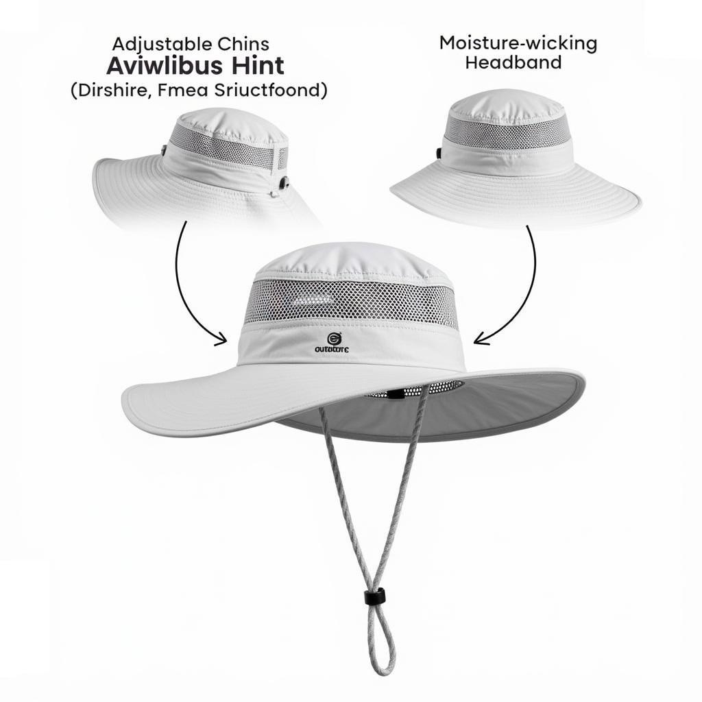 Close-up view of the Outdoor Research Oasis Sun Hat's features