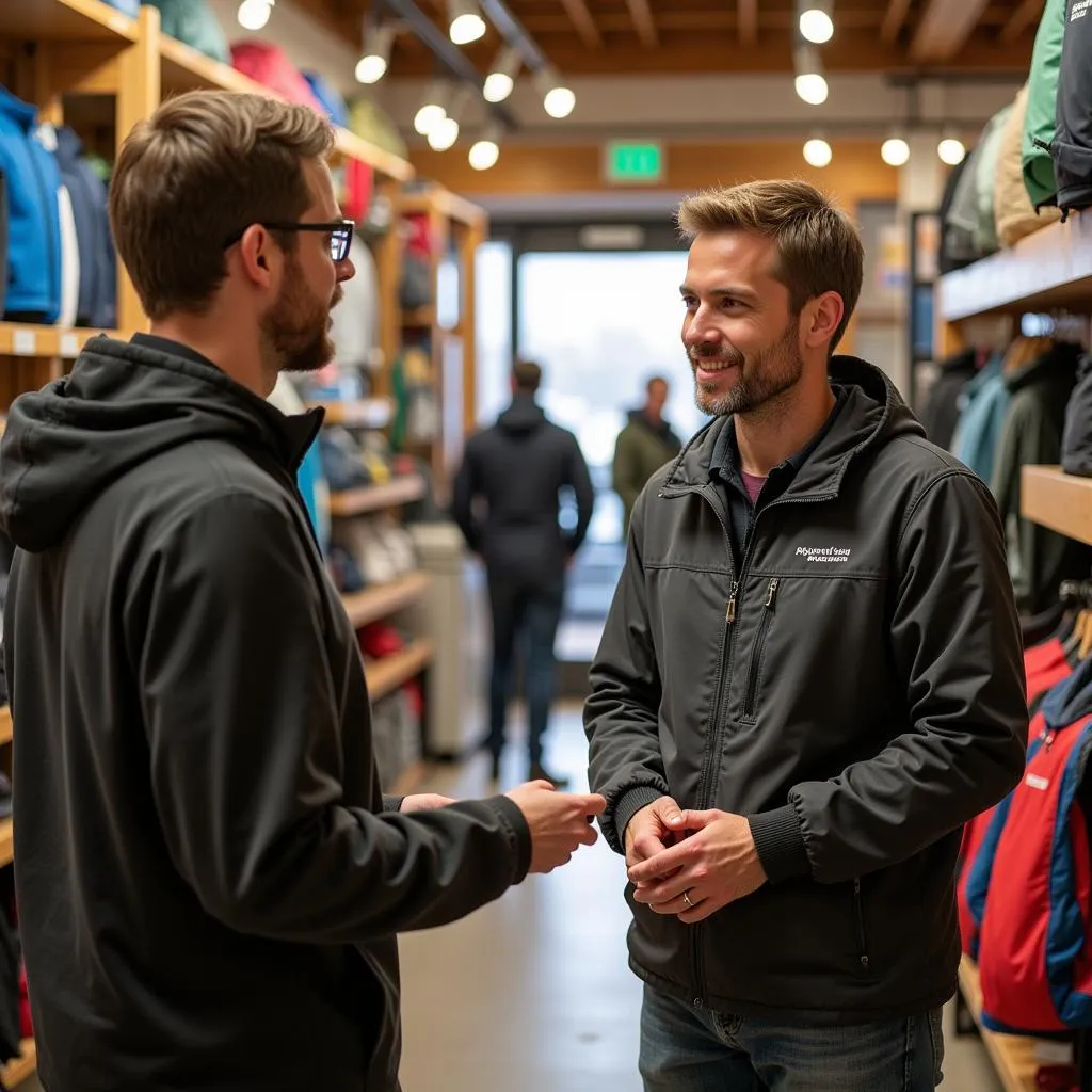 Outdoor Research Store Seattle staff assisting customer