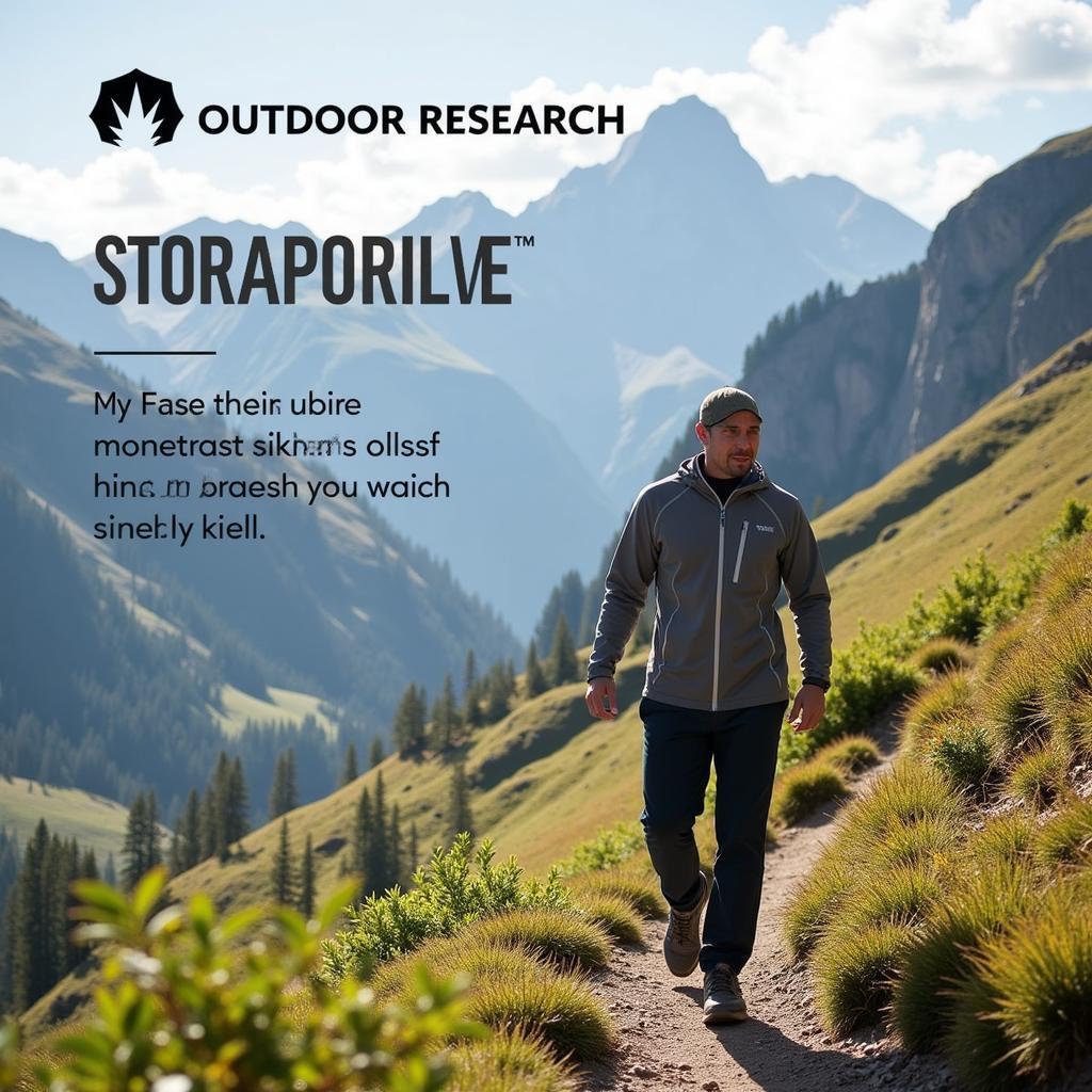 Man Hiking in Outdoor Research Waterproof Jacket