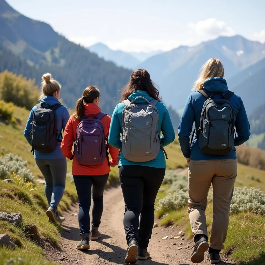 Women hiking in the mountains wearing Outdoor Research gear