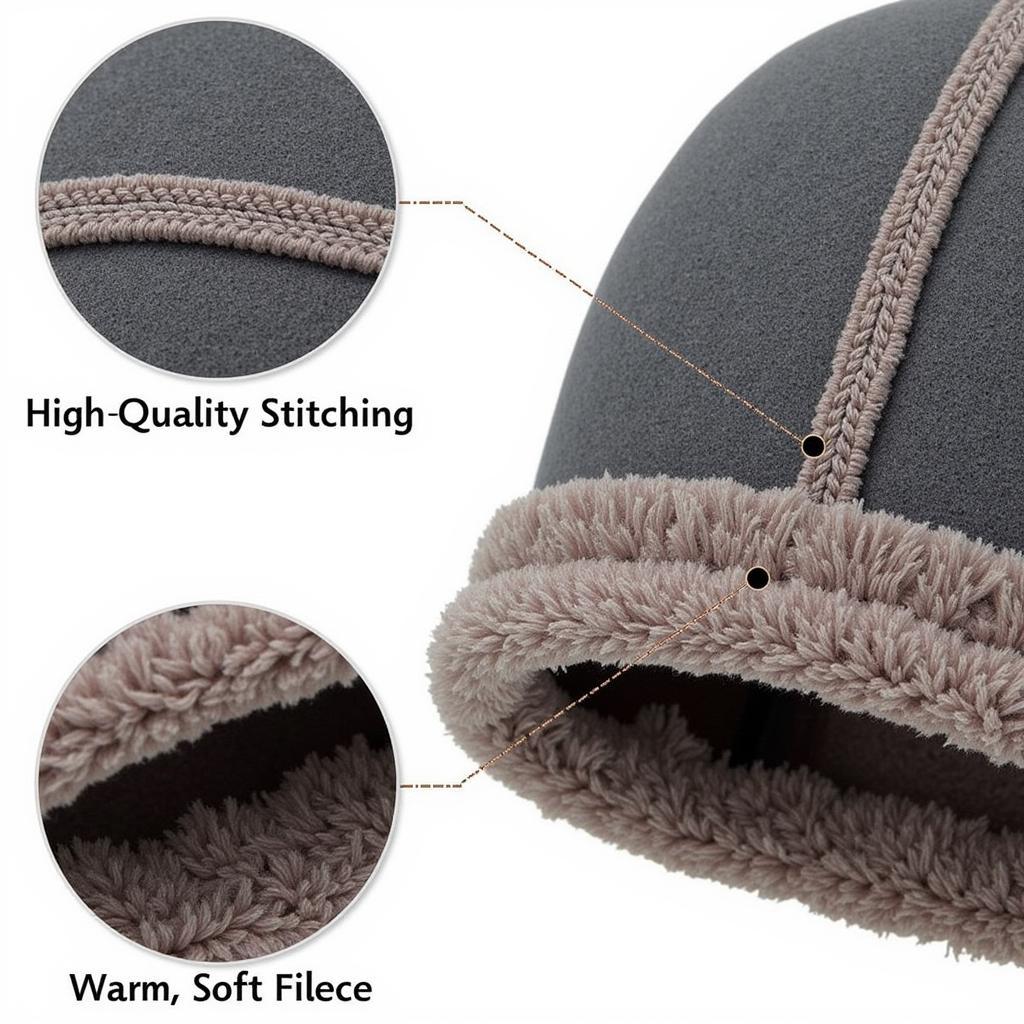 Close-up view of the Outdoor Research Yukon Cap showing its detailed stitching and warm fleece lining