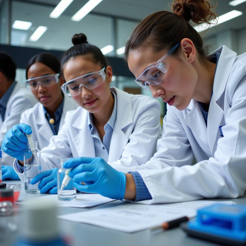 Students in a lab setting participating in a paid research study