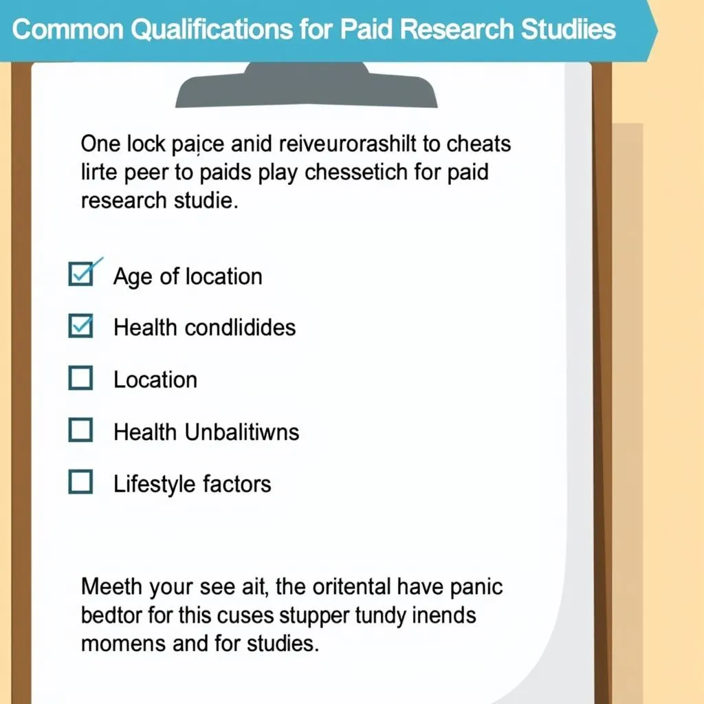 Checklist of qualifications for paid research studies