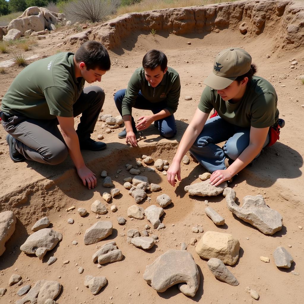 Paleontologists at a Cretaceous Excavation Site