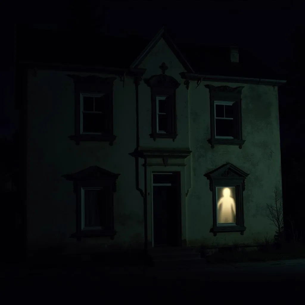  Shadowy figure in the window of a building