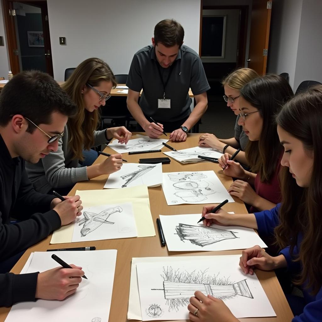 Participants in a Paranormal Drawing Workshop