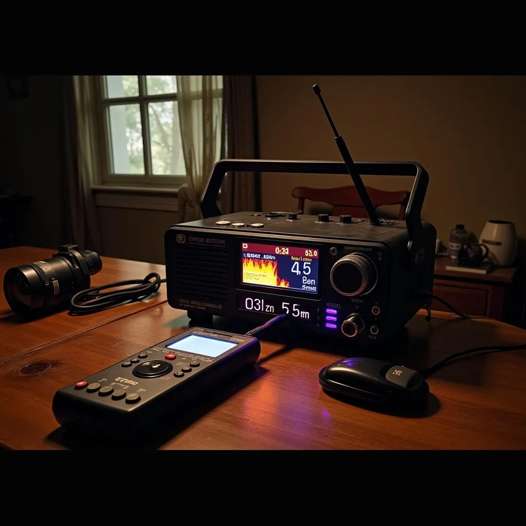 Advanced Paranormal Investigation Equipment Displayed on a Table