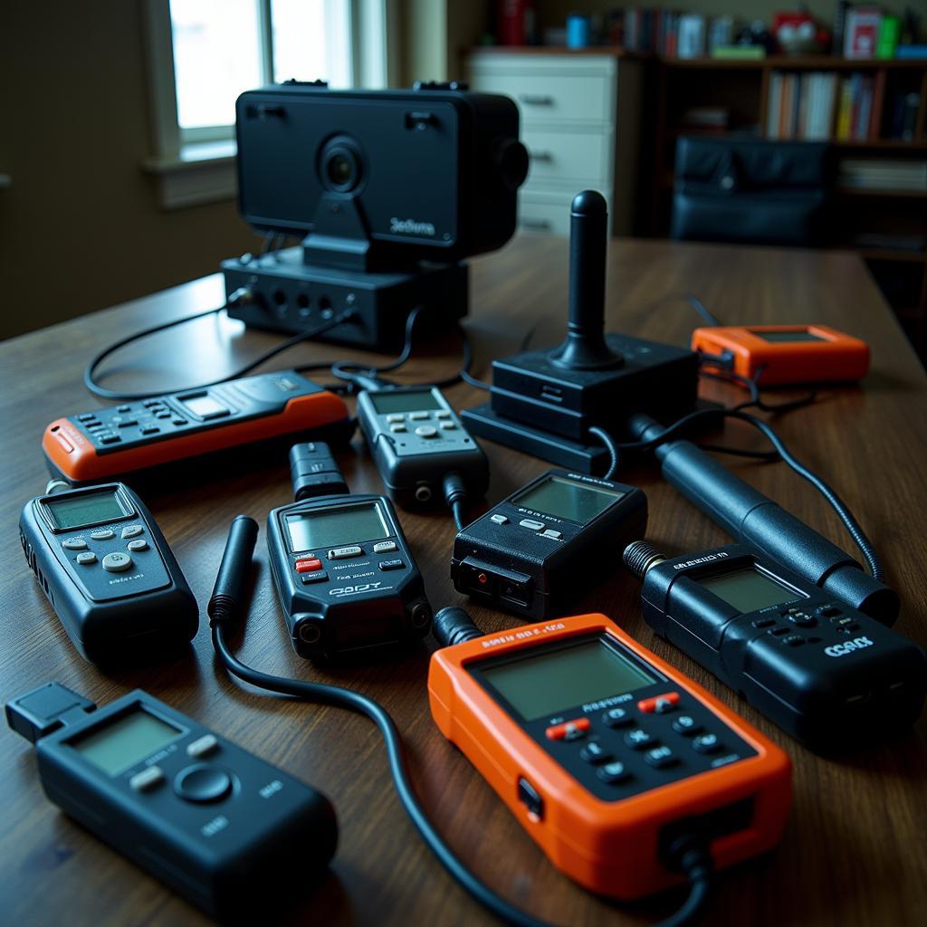 Paranormal investigators using EMF readers and EVP recorders at Research Parkway