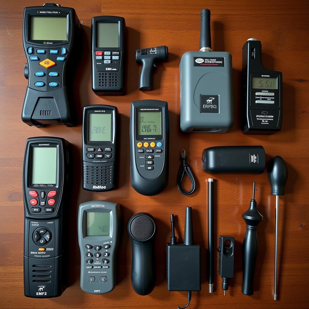 Assortment of paranormal investigation equipment