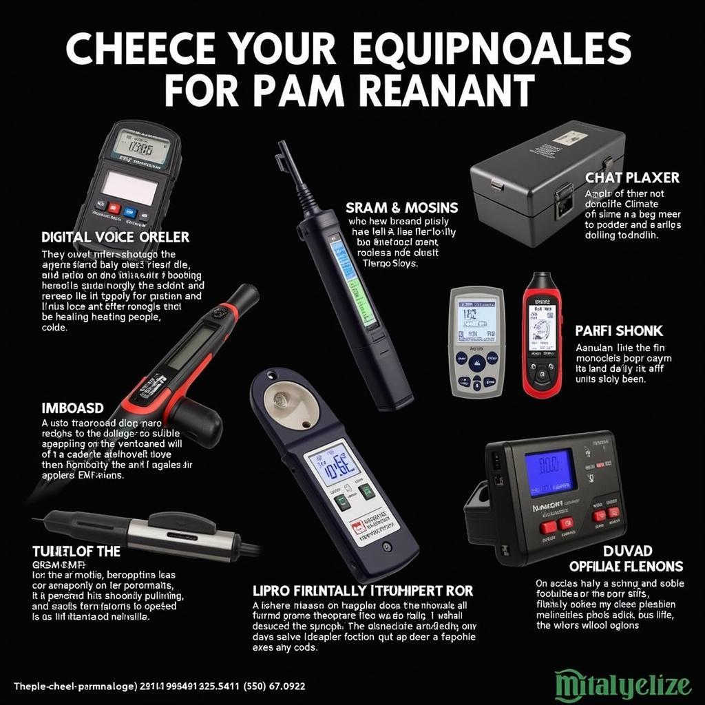 Various tools used in paranormal investigations.