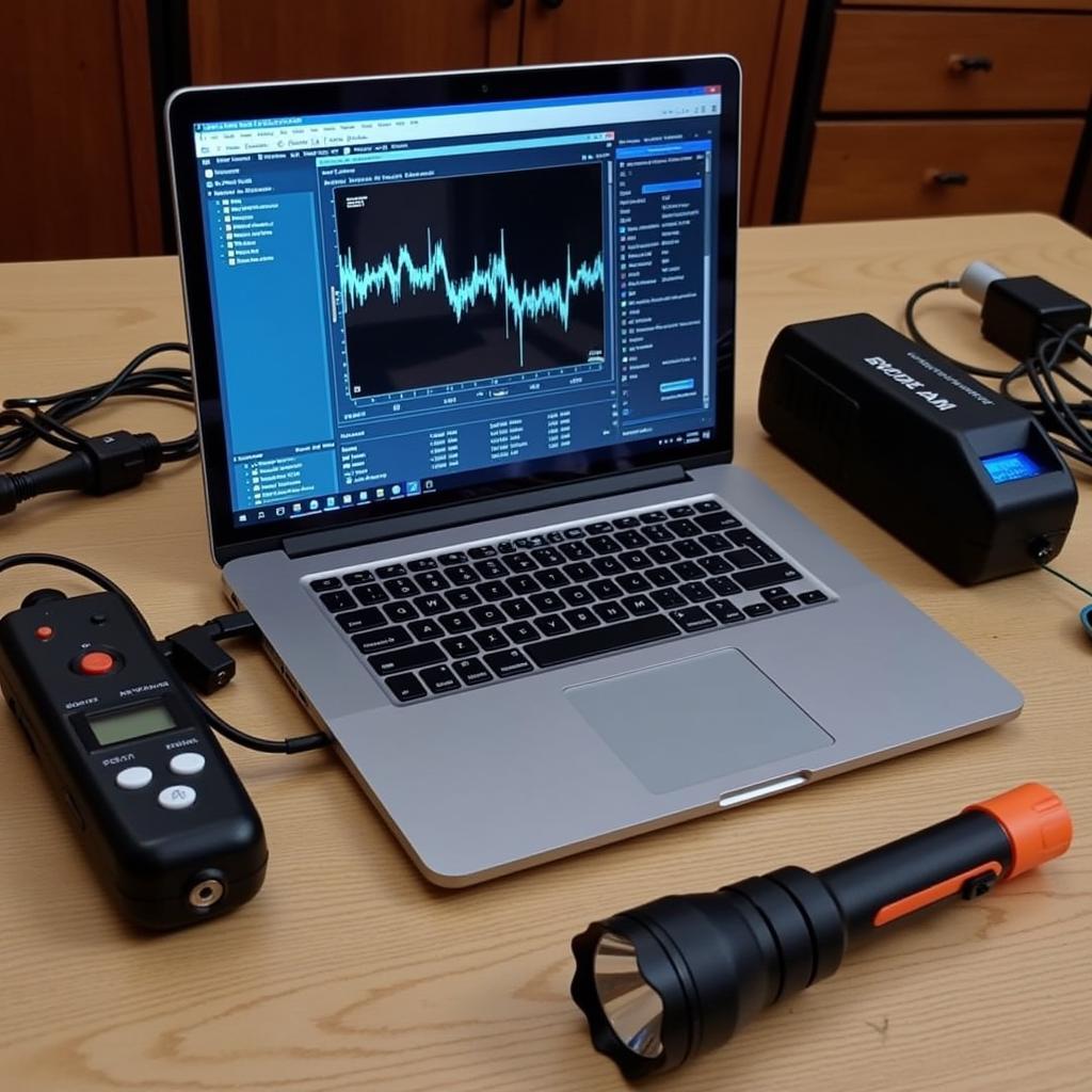 Paranormal Investigation Equipment Displayed on Table