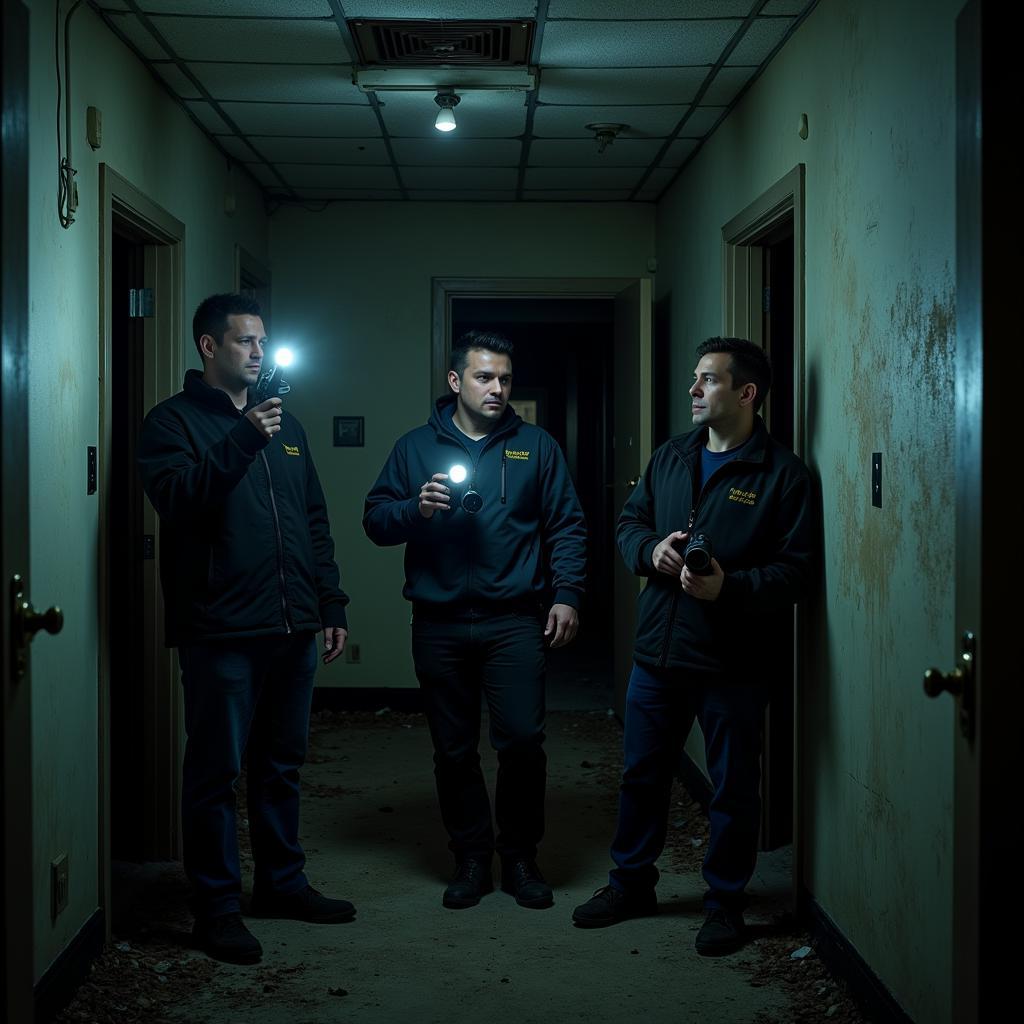 Paranormal investigators working in the field