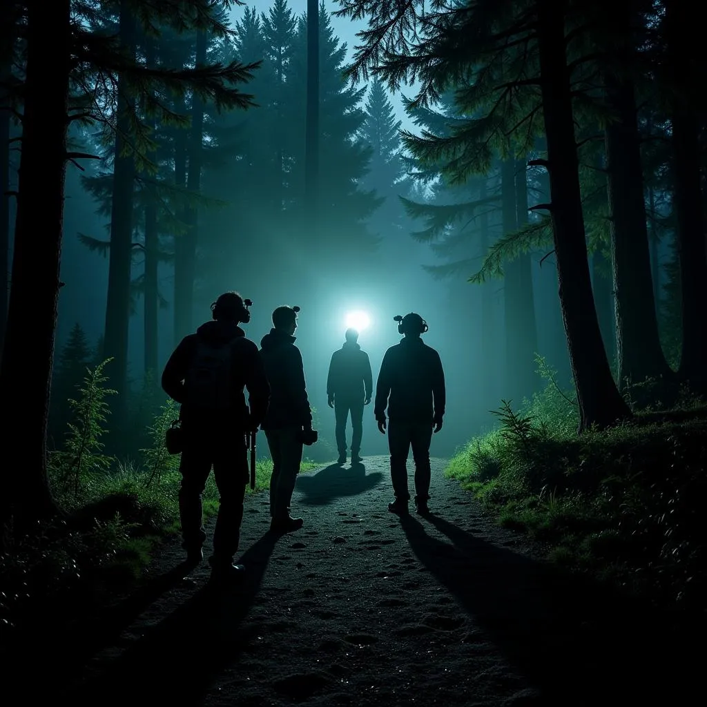 Paranormal investigators in Hand and Stone Research Forest