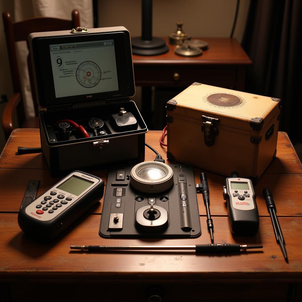 Assortment of paranormal investigation equipment