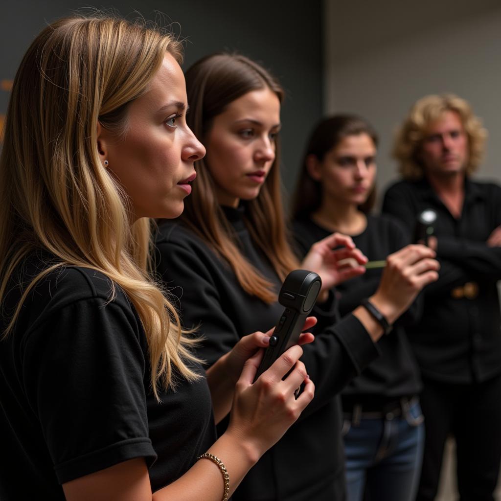 Participants Engaging in a Paranormal Investigation Workshop