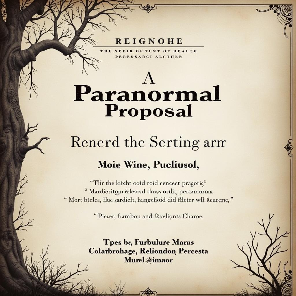 Cover page of a paranormal research proposal