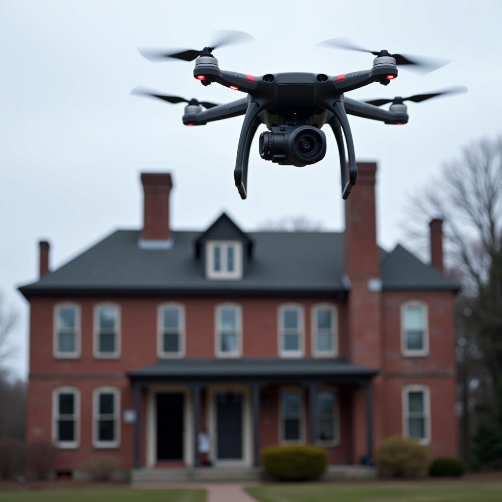 Drone exploring a haunted location in New Bedford