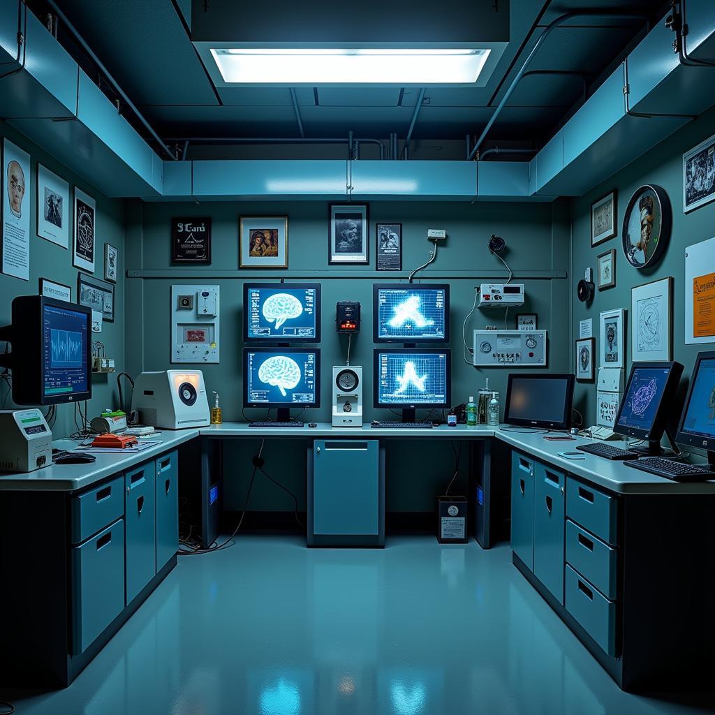 A state-of-the-art paranormal research laboratory, filled with advanced equipment.