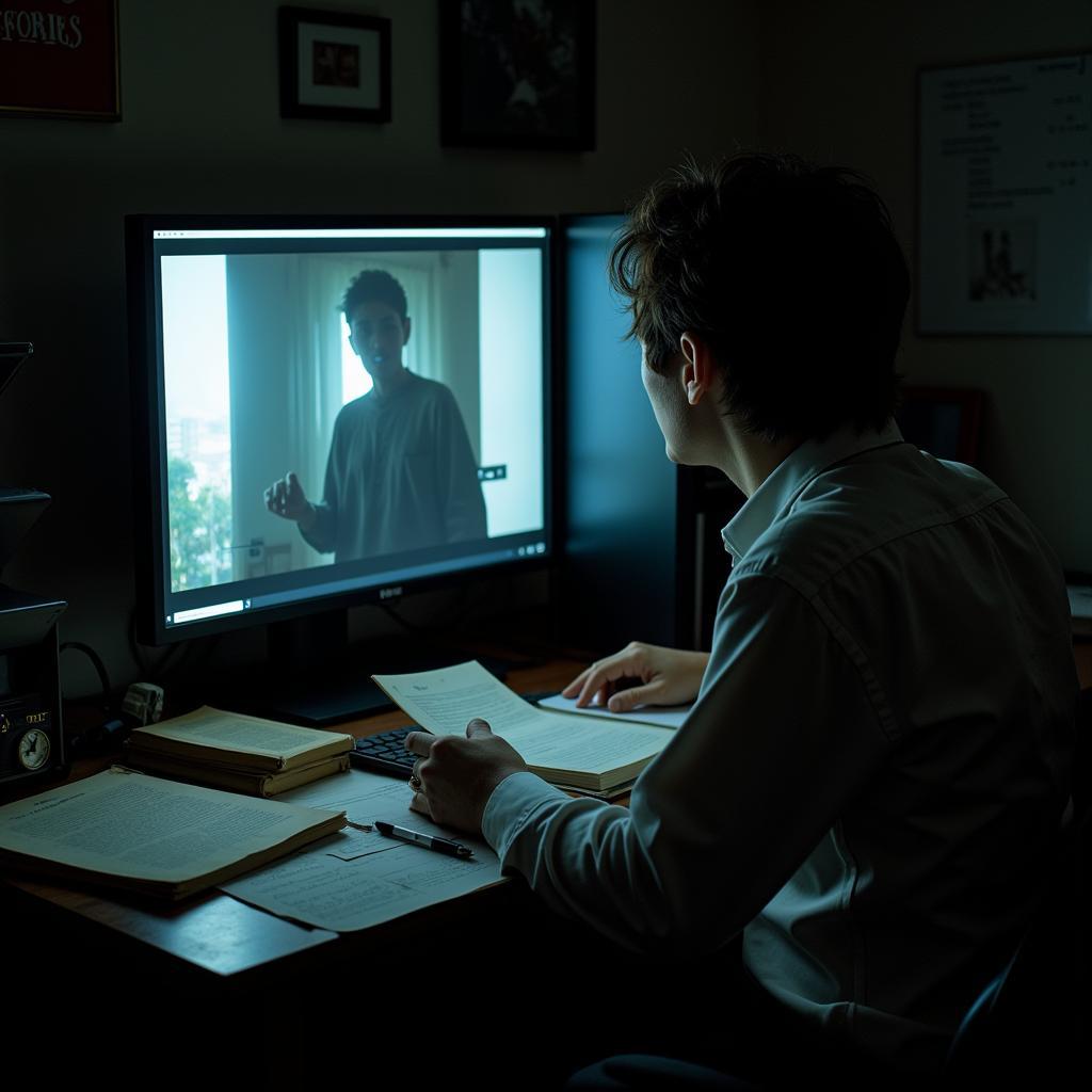 A media researcher analyzing paranormal footage