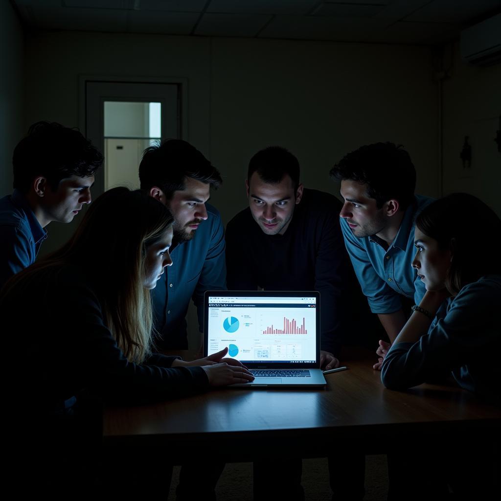 Paranormal Research Team Analyzing Data