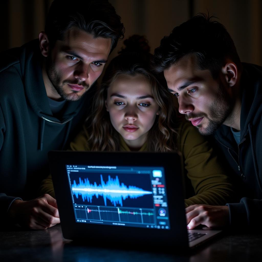 Paranormal Research Team Analyzing Data