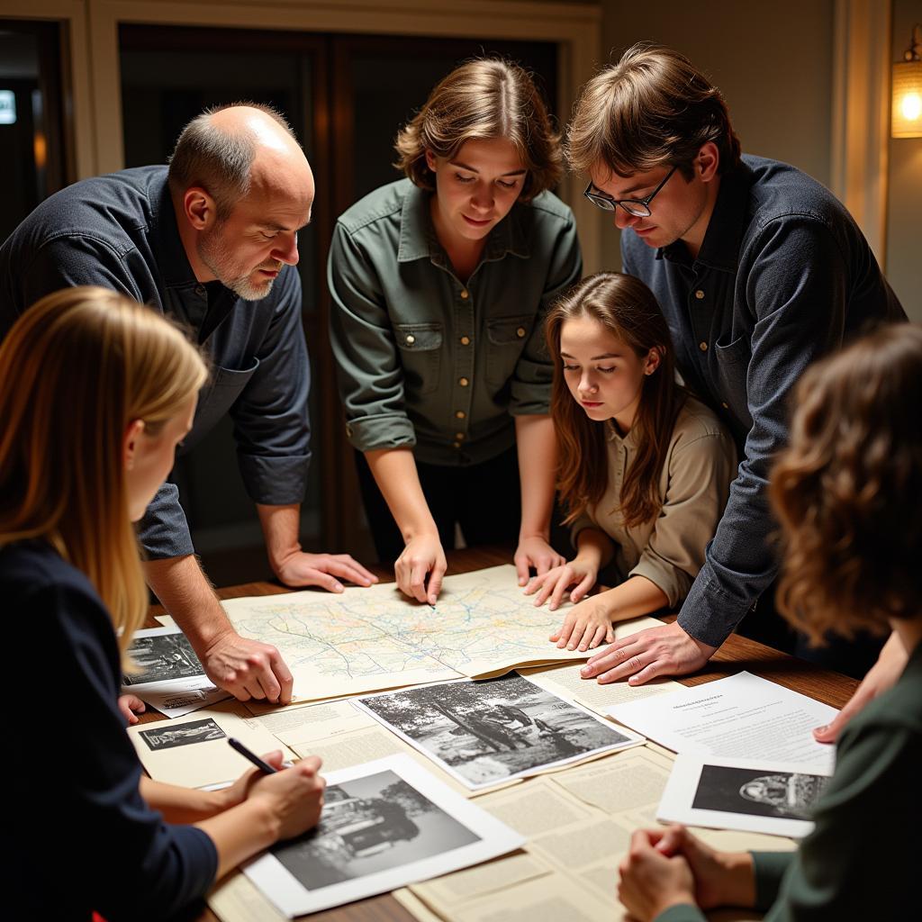 Paranormal Research Team Analyzing Evidence