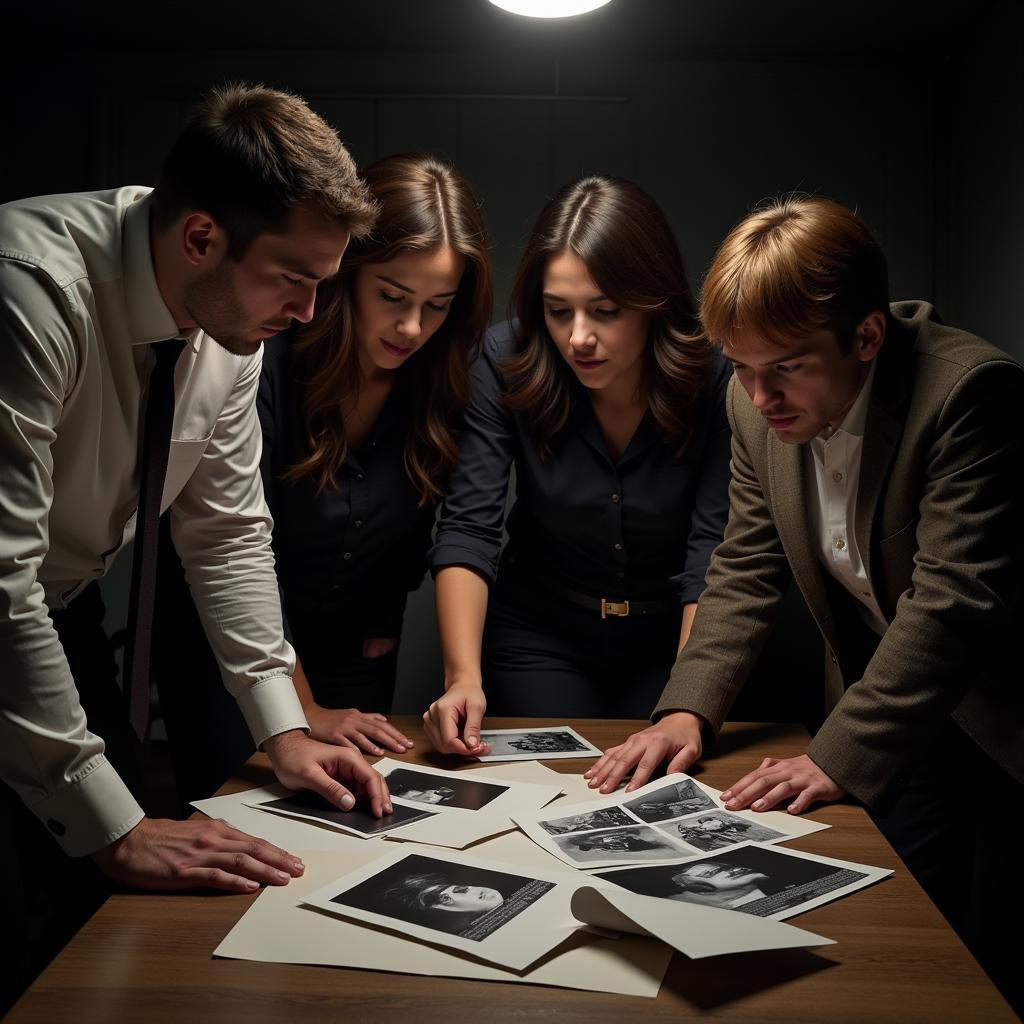 Paranormal Research Team Analyzing Evidence