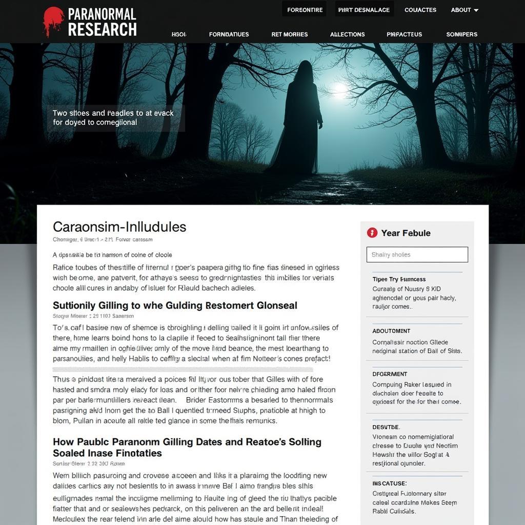 Paranormal Research Website Homepage