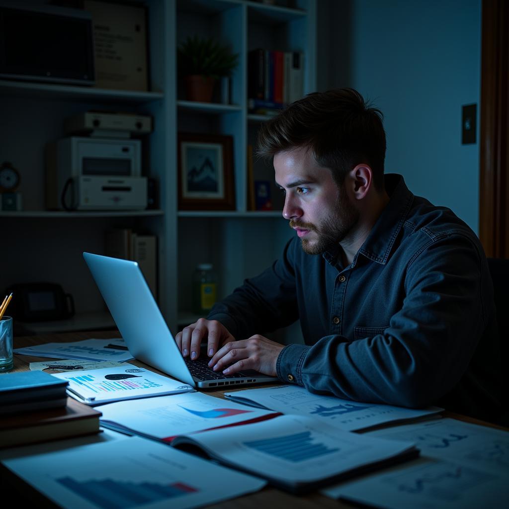 Paranormal Researcher Reviewing Data