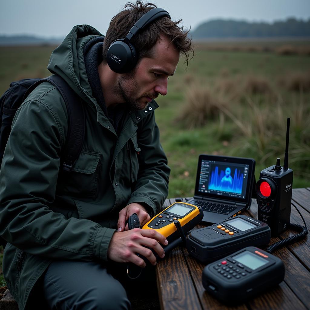 Paranormal Researcher with Equipment