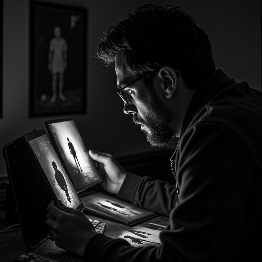 Paranormal Researcher Analyzing Evidence