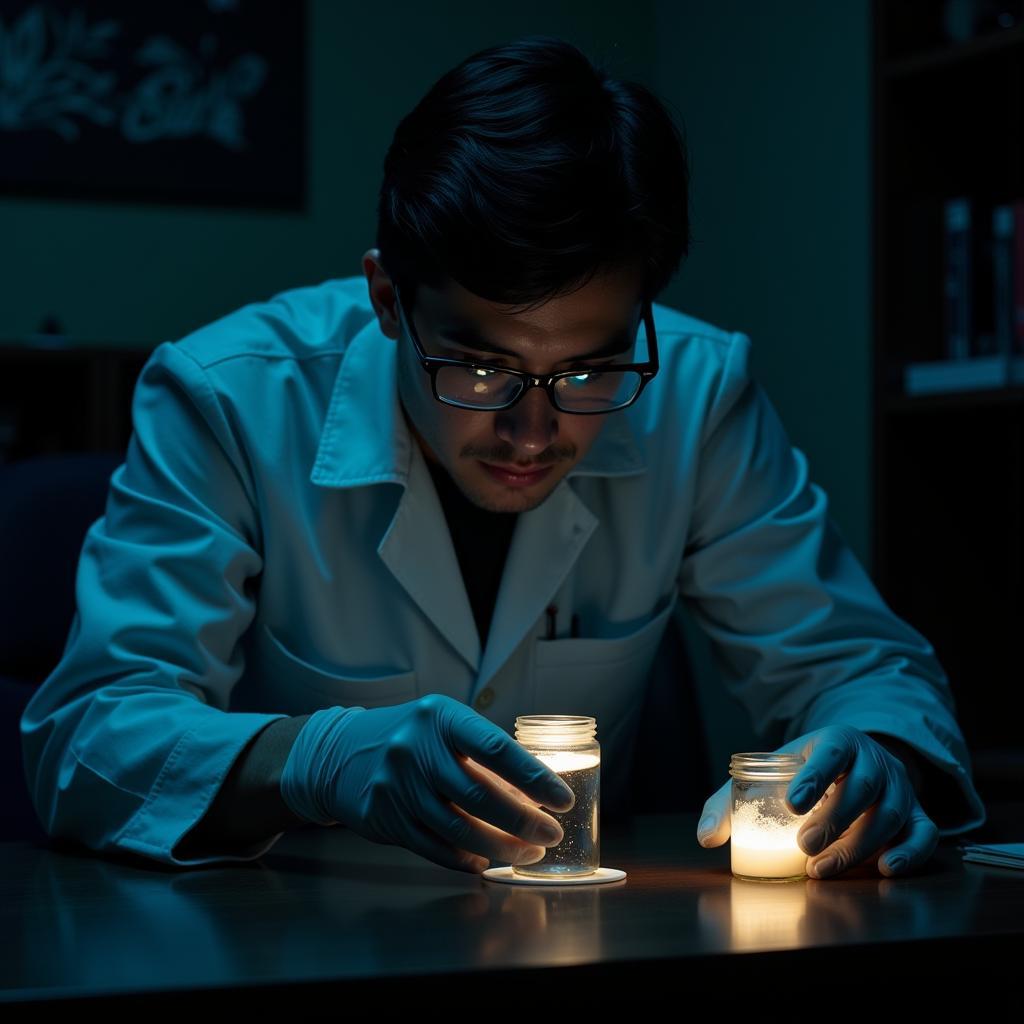 Paranormal Researcher Investigating Chemicals