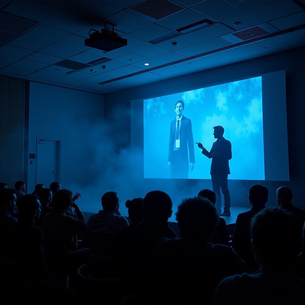 A paranormal researcher delivers a presentation at a conference.