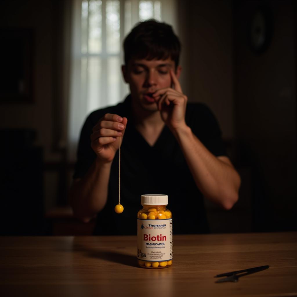 A paranormal researcher uses a pendulum after taking Thorne Research Biotin.