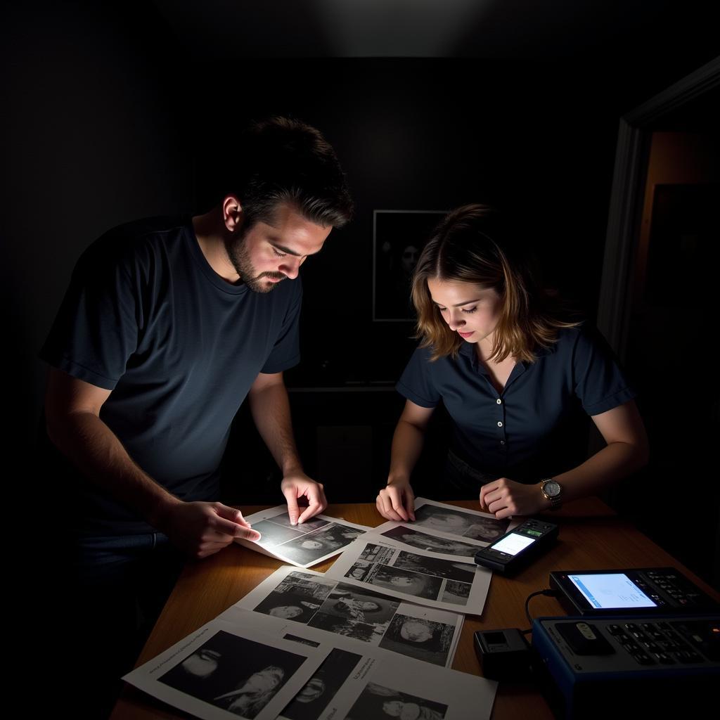 Paranormal researchers investigating evidence