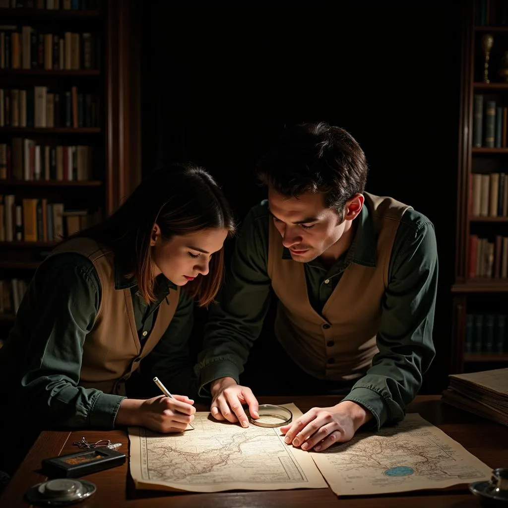 Paranormal Researchers Analyzing Historical Documents