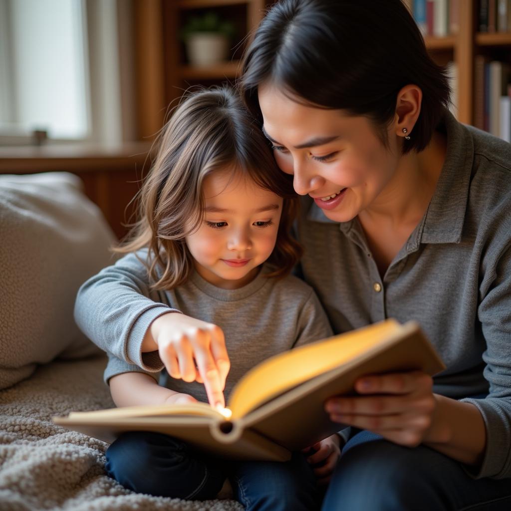 Parent and child reading together