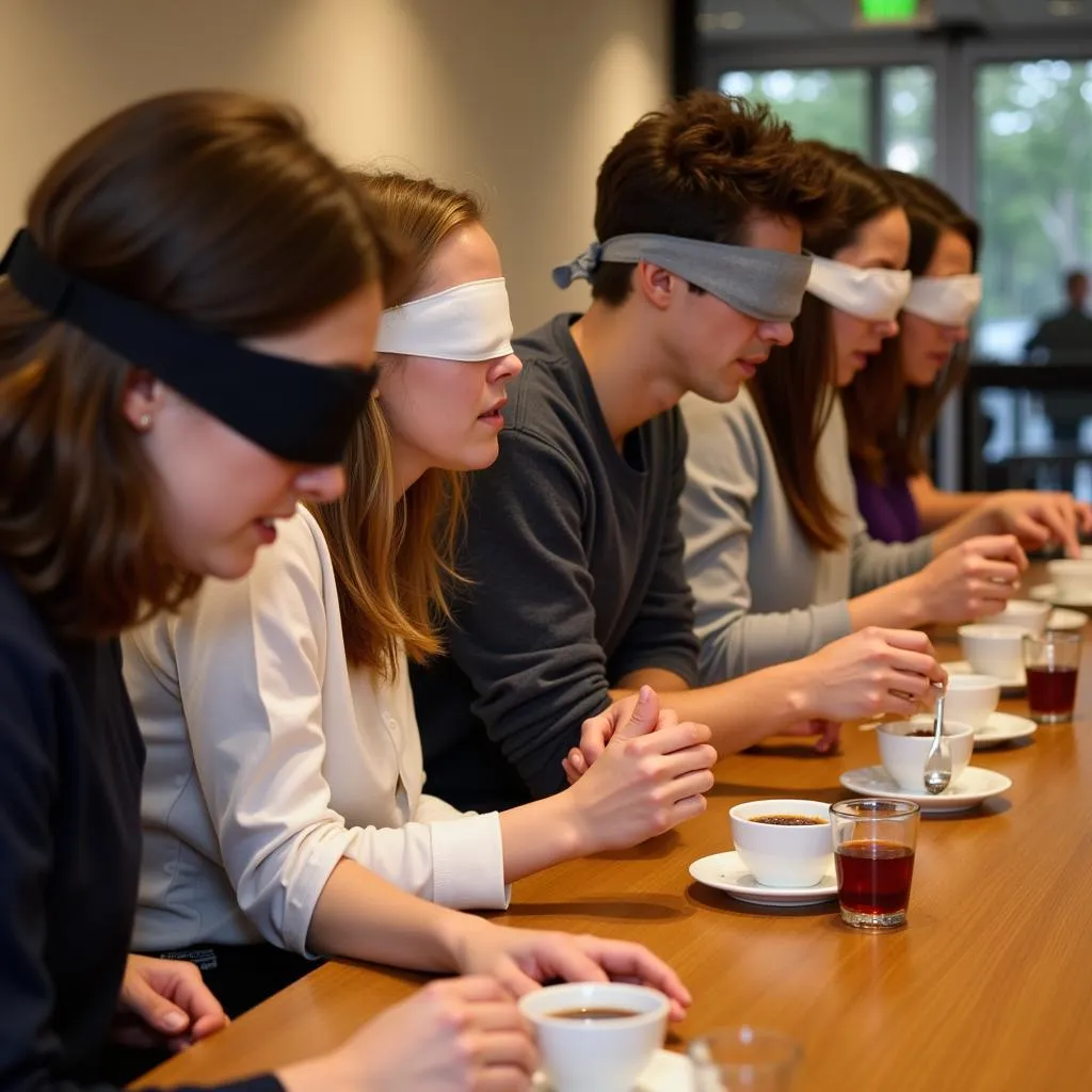 Participants Engaging in a Blind Taste Test