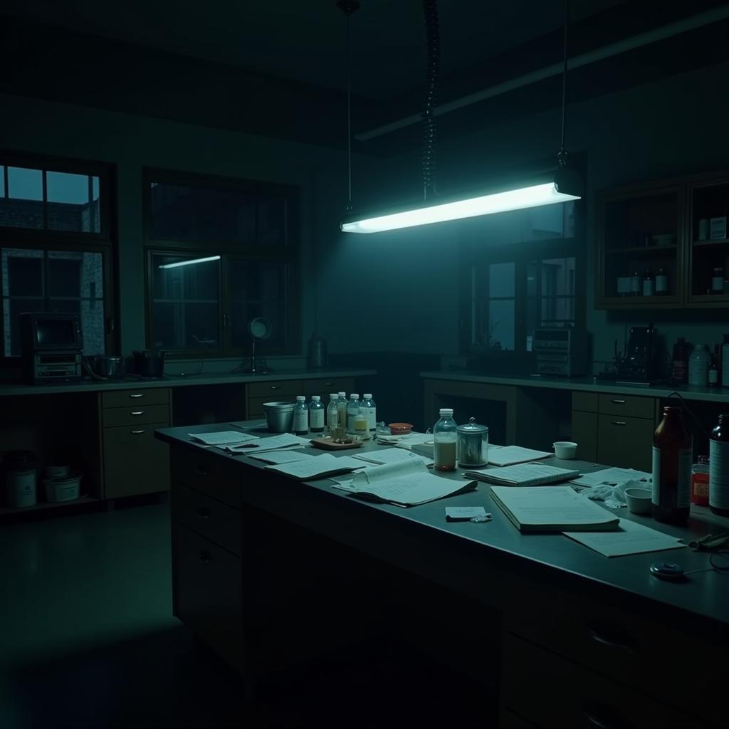 Paranormal Activity in a Pharmaceutical Lab at Night