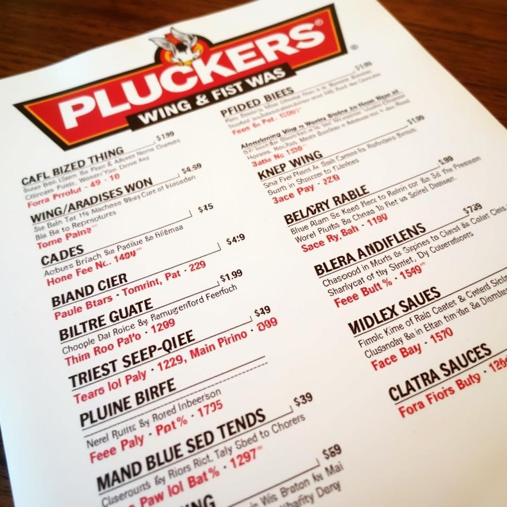 Pluckers Menu Research Blvd