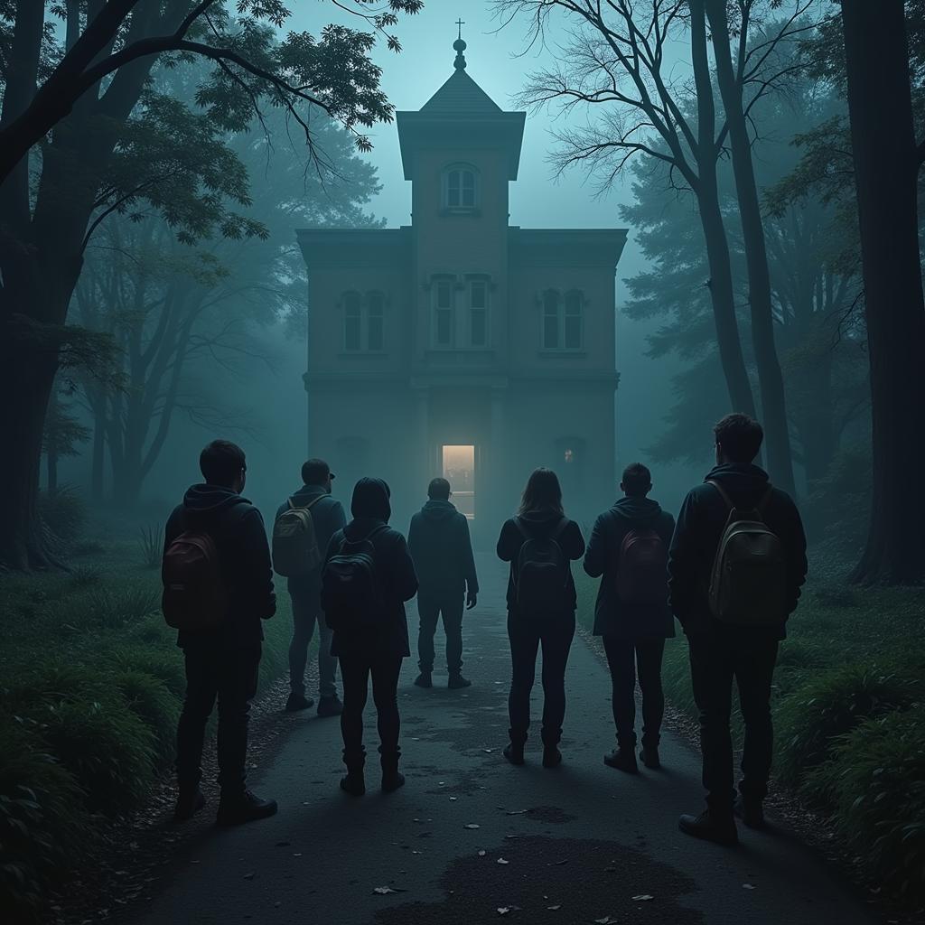 Pokemon Go players gathering at a haunted location