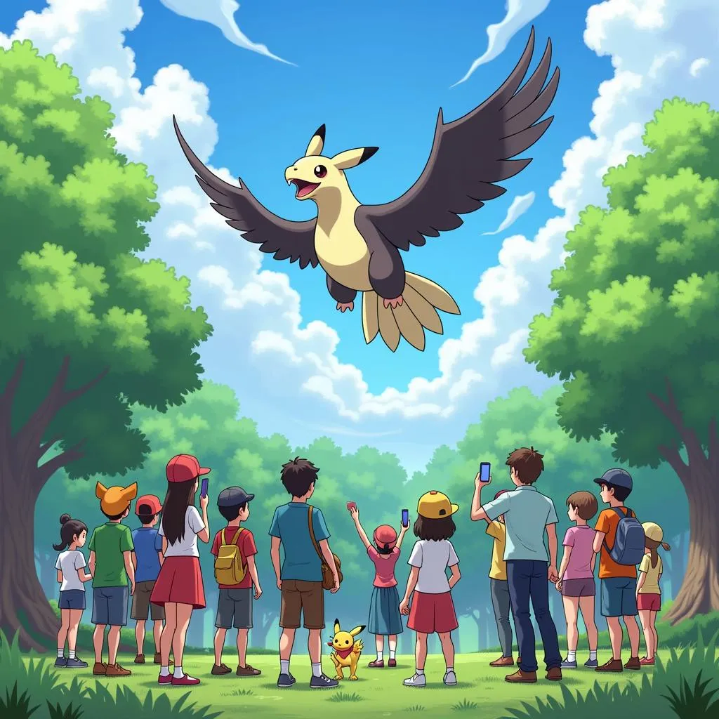 Pokemon Go Players Gathering for a Raid