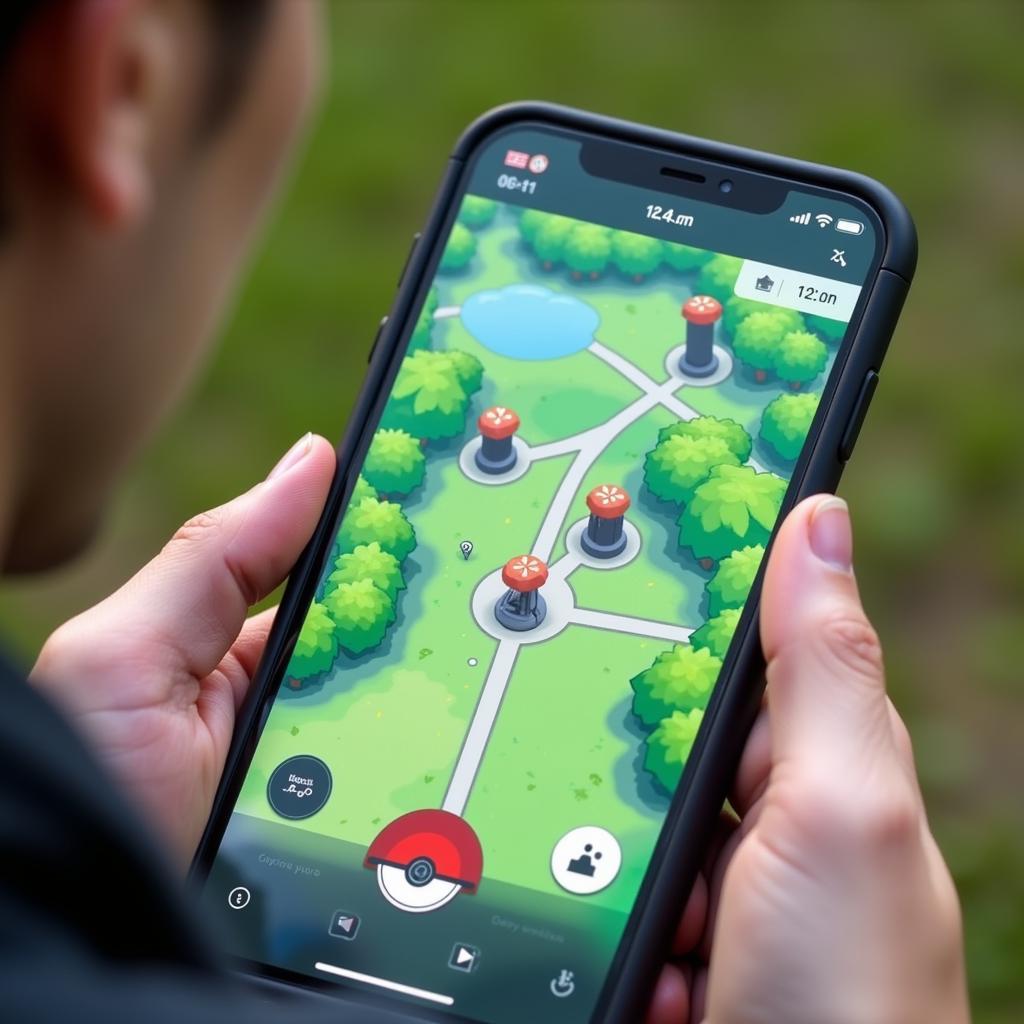 Pokémon GO Trainer Exploring with Map