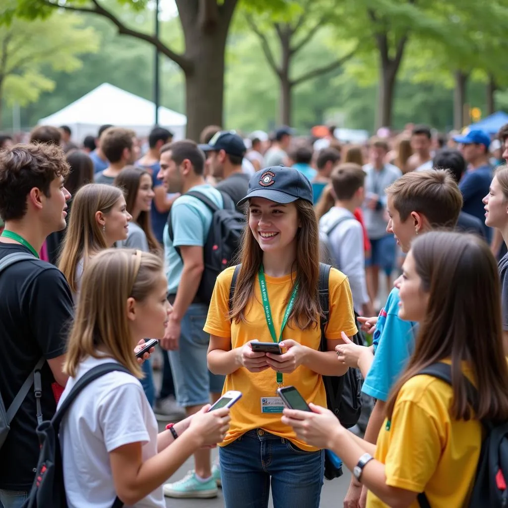 Pokemon Go trainers chat and play together during a Community Day event