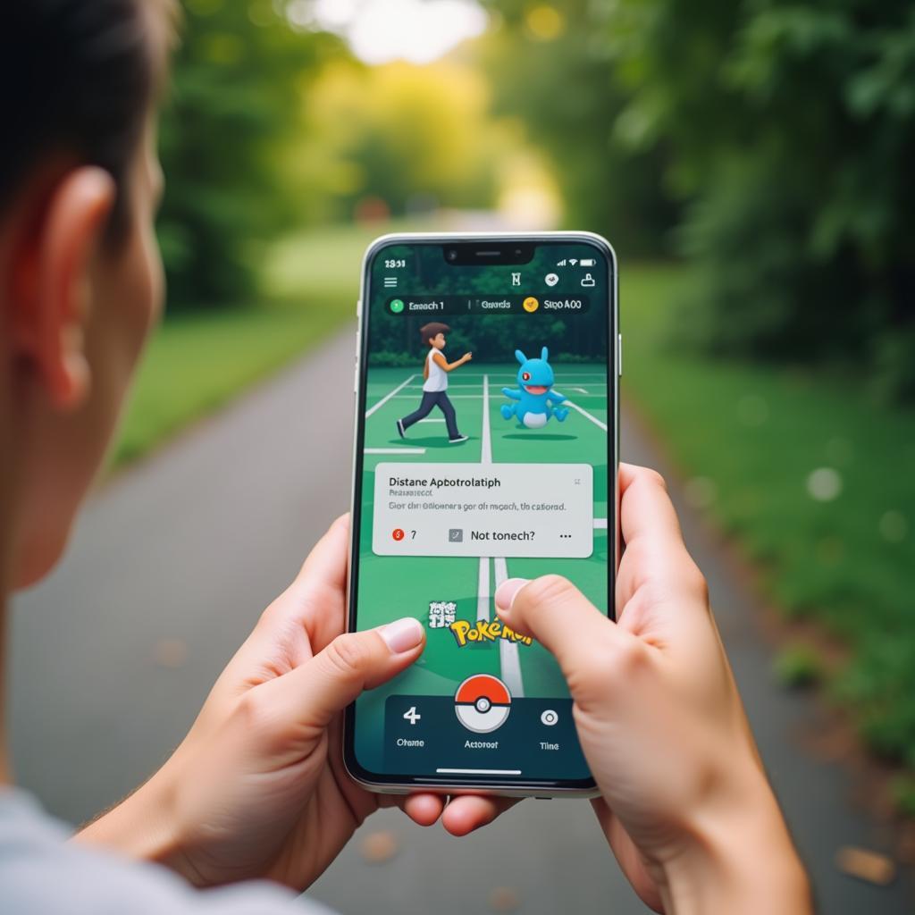 Pokemon Go trainer walking with phone