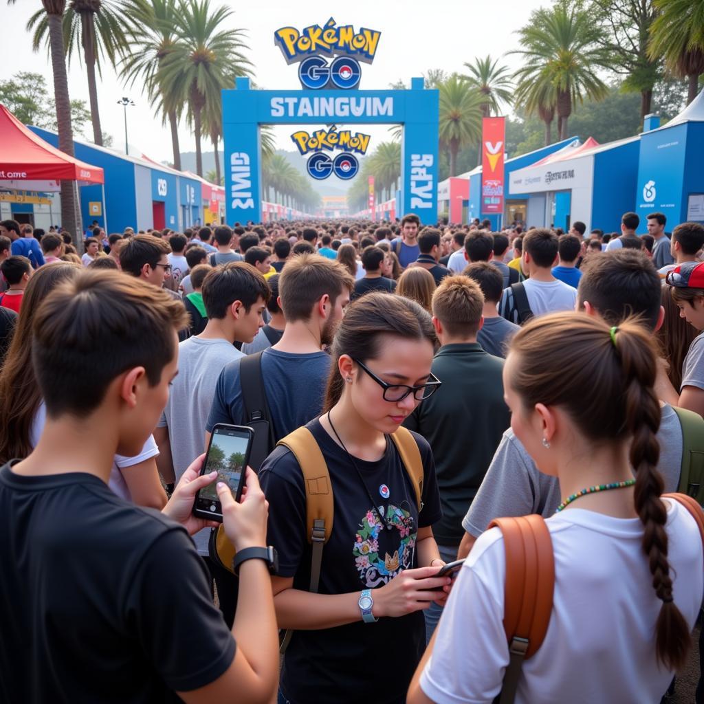 Trainers completing field research tasks at Pokemon Go World Championship