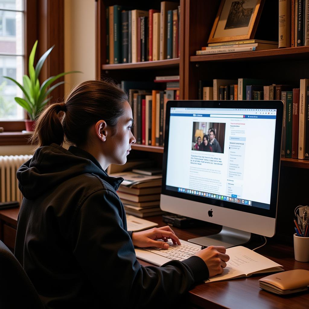 Student deeply engrossed in political science research