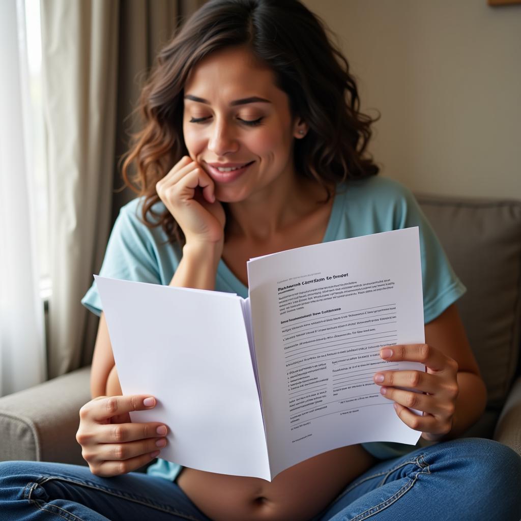 Pregnant Woman Reviewing Consent Form