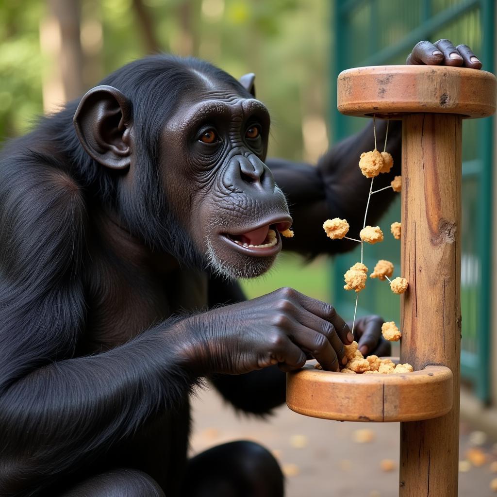 Primate Engaging in Enrichment Activities