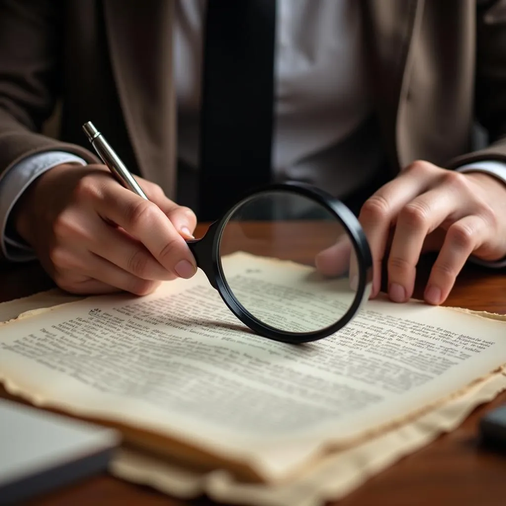 Probate Researcher Examining Documents